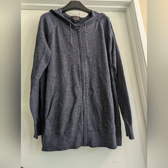 Pendleton Men's  Heathered Blue Cotton Knit Zip-Up Sweater Size XL - Picture 3 of 5